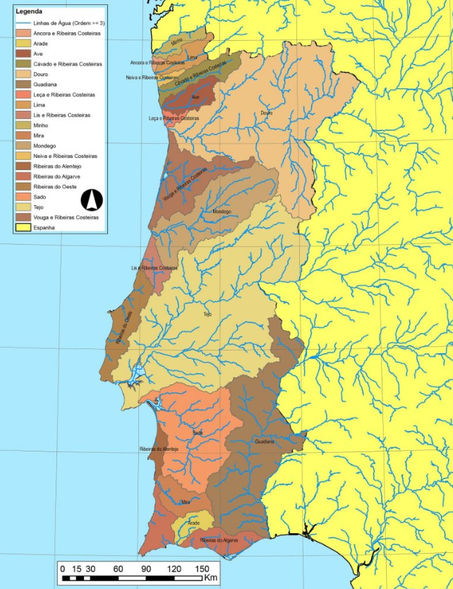 Mapa Bacia Hidrográfica de Portugal